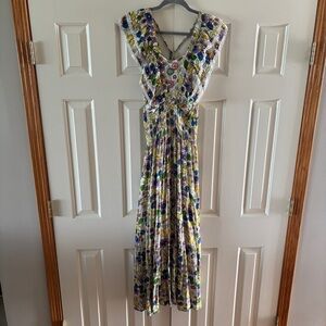 NWT Barok Colorful Beaded Ruffle Maxi Dress